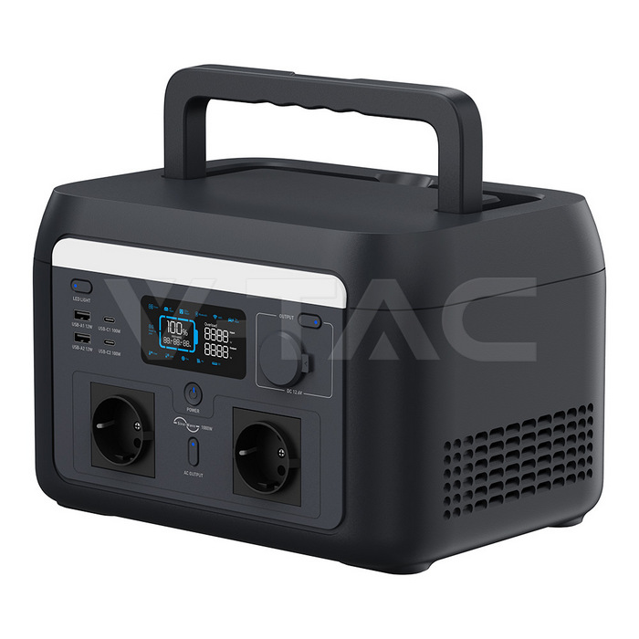 PORTABLE POWER STATION 1000W / 614Wh - V-TAC LiFePO4 